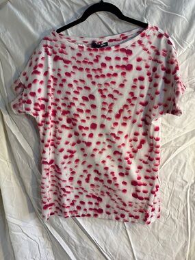 Jil Sander Pink and White Patterned Short Sleeve Top
